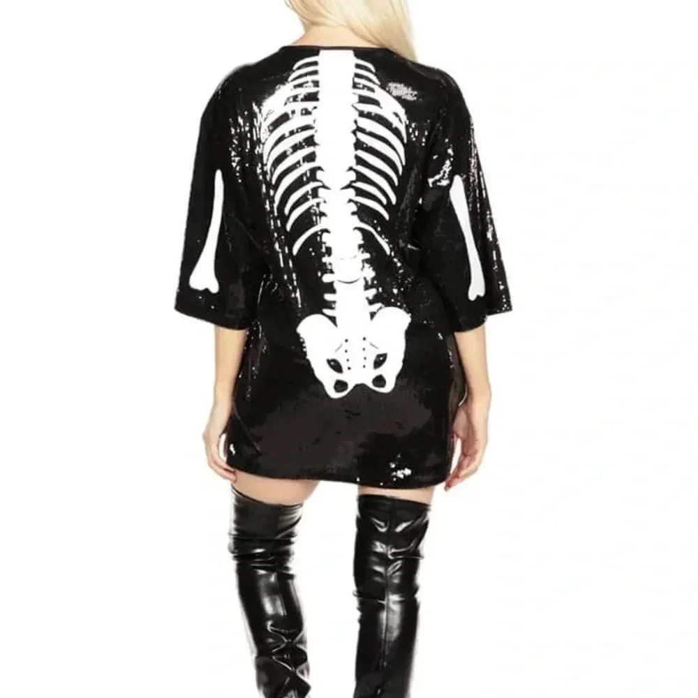NWOTβ Tipsy Elves Skeleton Sequin Dress - Picture 2 of 6